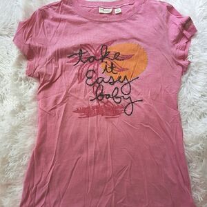 American Eagle Vintage Rhinestone Cotton T Shirt Pink